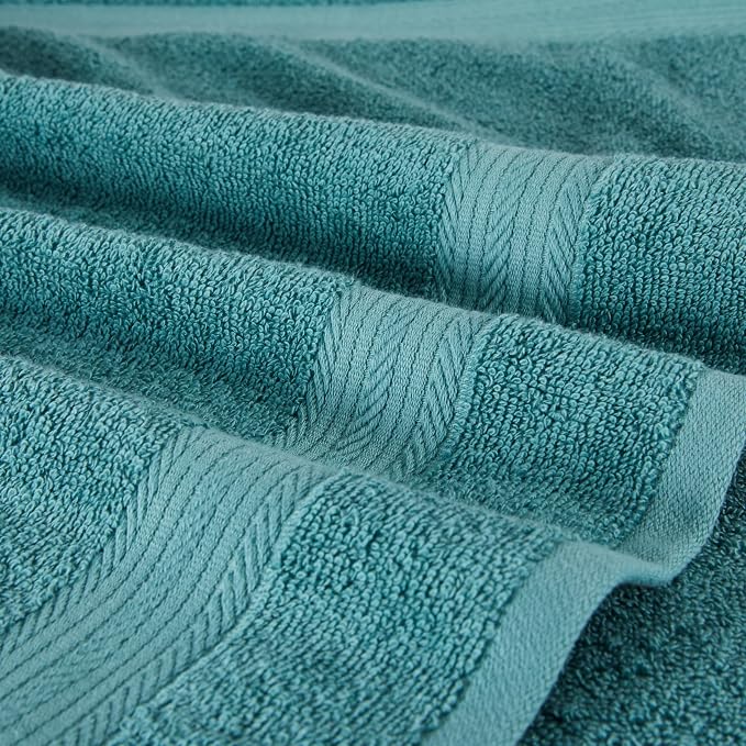 Amazon Basics Highly Absorbent, Fade-Resistant 100% Cotton Washcloths, Machine Washable, 12"x12", Teal, 12-Pack