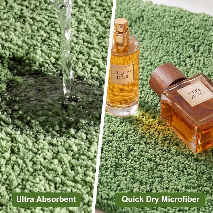 Bathroom Rugs Sets 2 Piece Non Slip Washable Bath Mat Set | Microfiber bath rug set with toilet mats for bathroom , Soft Absorbent toilet rug set TPR Rubber Backed bathroom floor mat
