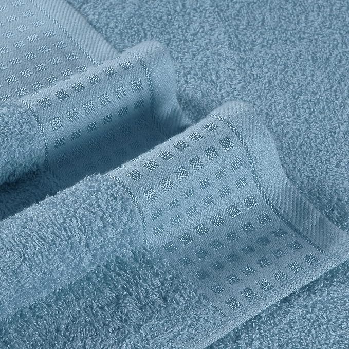 GLAMBURG 100% Cotton 2 Pack Oversized Bath Towel Set 28x55 Inches, Ultra Soft Highly Absorbant Compact Quickdry & Lightweight Large Bath Towels, Ideal for Gym Travel Camp Pool - Sky Blue