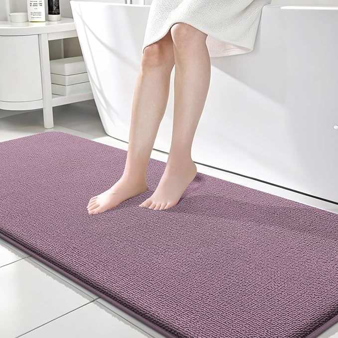 OLANLY Memory Foam Bathroom Runner Rug 70x24, Absorbent Long Mat, Deep Plum | Soft Quick Dry Bath Rugs, Non-Slip Carpet, Machine Washable Mat for Bathroom Floor, Tub and Shower, Home Decor Accessories