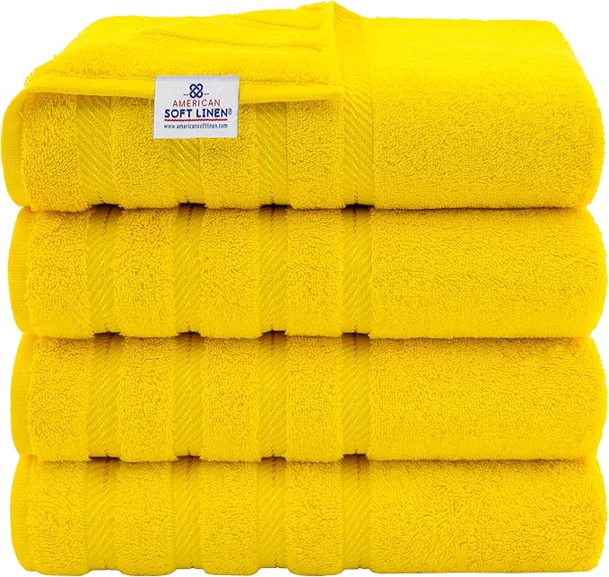 American Soft Linen 100% Cotton Luxury Turkish Towels, 4 PC Bath Towel Set | Soft Absorbent Quick Dry OEKO Tex Standard 100 Certificated Durable Machine Washable Premium Hotel Quality