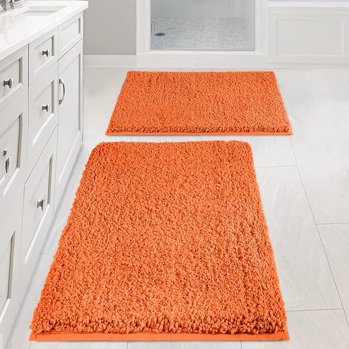 Bathroom Rugs Sets 2 Piece Non Slip Washable Bath Mat Set | Soft Absorbent bathroom mat set Microfiber bathroom floor mat Rubber Backed bath rug set for Floor, Tub and Shower