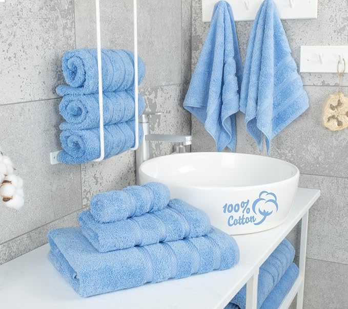 American Soft Linen 100% Cotton Luxury Turkish Towels, 6 Piece Towel Set | Soft Absorbent Quick Dry OEKO Tex Standard 100 Certificated Durable Machine Washable Premium Hotel Quality