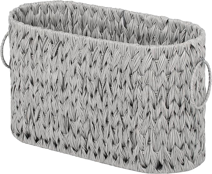 GRANNY SAYS Toilet Paper Storage, Toilet Paper Basket for Bathroom, 6 Mega Rolls Organizer Free Standing, Wicker Basket for Bathroom Storage, Grey