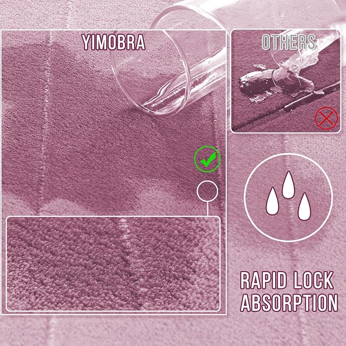 Yimobra Memory Foam Toilet Bath Mat U-Shaped, 24 X 20 Inches,Soft and Comfortable, Super Water Absorption, Non-Slip, Machine Wash and Easier to Dry for Bathroom Commode Contour Rug, Mauve