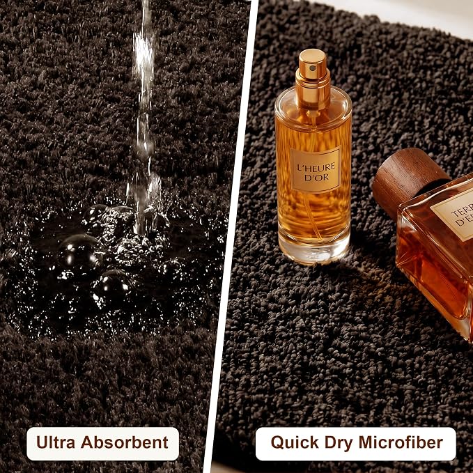 Bathroom Rugs Sets 2 Piece Non Slip Washable Bath Mat Set | Soft Absorbent bathroom mat set Microfiber bathroom floor mat Rubber Backed bath rug set for Floor, Tub and Shower