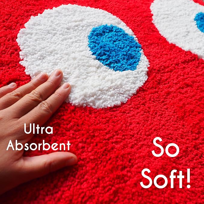 Evovee Red Bathroom Rugs Cute Bath Mat Funny Decor Shower Red Rugs Funky Bedroom Aesthetic Fun Round Preppy Cool Apartment College Novelty Washable Bathmat Game Room Retro