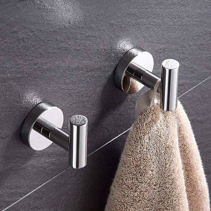 Marmolux Acc - Towel Hook Bathroom Single Coat Hook Bath Kitchen Hand Towel Holder Hat Door Hanger Rack Home Storage Spave Saver Bathroom Hardware Wall Mount Polished Chrome (2 Pack) - Key Holder Wall