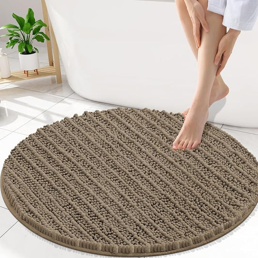 Smiry Bathroom Rugs Round 30X30, Extra Soft Rubber Backing Bath Mats | Camel Machine Washable Non Slip Quick Dry Bath Mats for Bathroom Floor, Tub, Shower, Home Decor Accessories