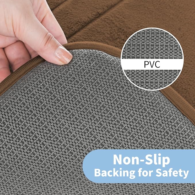 Cupic Cupid Memory Foam Bath Mat 24"×36", Non Slip Bathroom Rugs, Brown | Soft Touch, Cushioned Comfort, Non Slip Bathroom Mat, Super Absorbent & Quick Dry, Machine Washable for Shower, Tub & Vanity