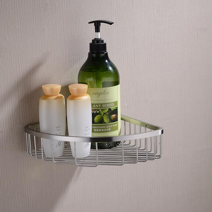 304 Stainless Steel Shower Caddy Corner Basket Shelf Bathroom Organizer Wall Mounted Storage, Brushed Nickel