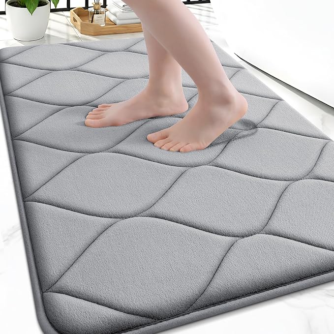Smiry Memory Foam Bath Mat 30x20, Ultra Soft Absorbent Bathroom Rugs | Peacock Blue, Plush Quick Dry and Machine Washable Cushion Bath Mats for Bathroom, Shower, Tub & Home Decor