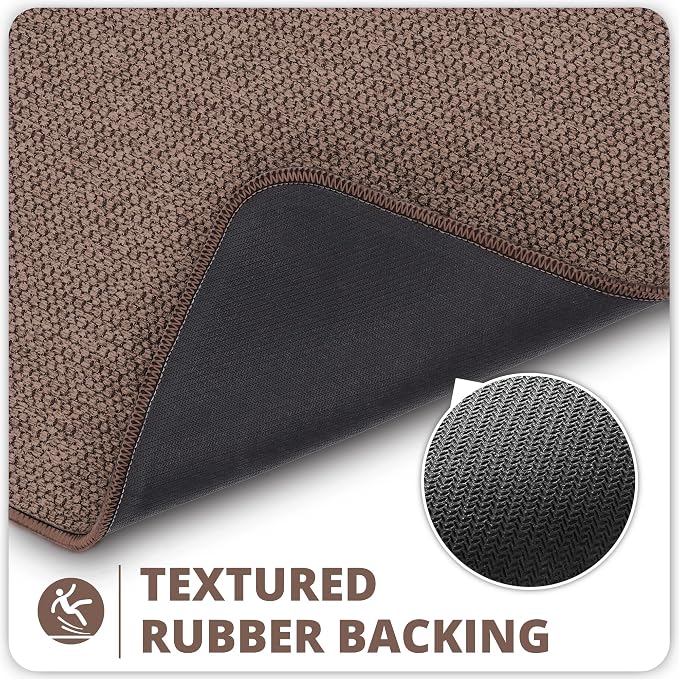 Bosap Bath Mat,Ultra Thin Bathroom Runner Rugs,Large Bath Mats for Bathroom,Quick Dry,Non-Slip,Machine Washable,Low Pile,Bath Rug,Shower Outside,Sink,Home Decor Accessories.Brown,3'x4'(36x48inch)