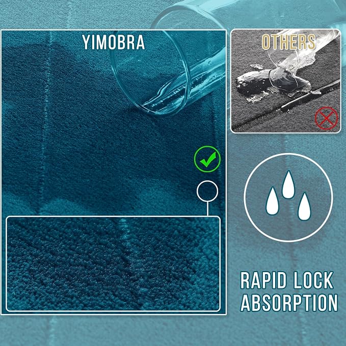 Yimobra Bathroom Runner 60"x24", Non Slip Memory Foam Bath Mat, Super Soft Water Absorbent Hallway Carpet, Machine Washable Rug for Vanity Tub Shower, Peacock Blue