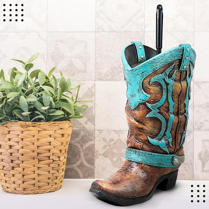 Granatan Cowboy Boot Toilet Brush Holder, Vintage Bathroom Accessories, Rustic Bathroom Decor