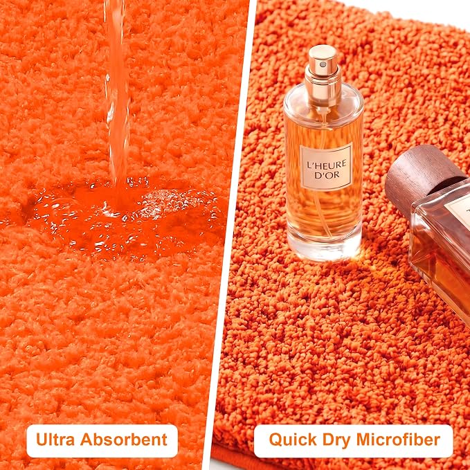 Bathroom Rugs Sets 2 Piece Non Slip Washable Bath Mat Set | Soft Absorbent bathroom mat set Microfiber bathroom floor mat Rubber Backed bath rug set for Floor, Tub and Shower