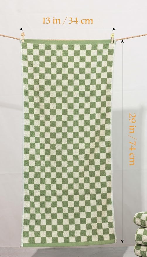Hand Towels 10 Pack - Cotton Face Towels Soft, Absorbent, and Decorative Checkered Design for Bathroom, Kitchen, Gym, and Spa - 13 x 29 Inches for Any Occasion