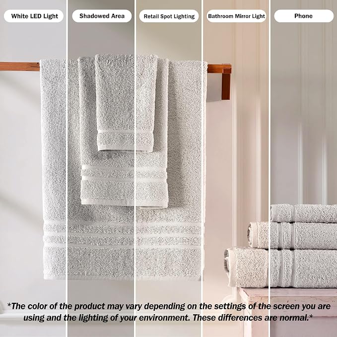 Washcloth Linen Set Premium Original Turkish Cotton, Hotel Quality for Maximum Softness & Absorbency for Face, Hand, Kitchen & Cleaning (Ice Silver, Washcloth Set)