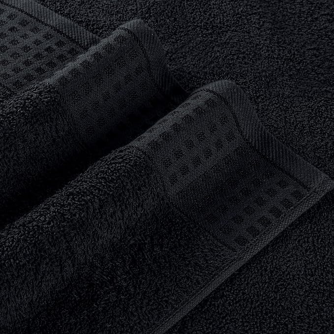 GLAMBURG 100% Cotton 2 Pack Oversized Bath Towel Set 28x55 Inches, Ultra Soft Highly Absorbant Compact Quickdry & Lightweight Large Bath Towels, Ideal for Gym Travel Camp Pool - Black