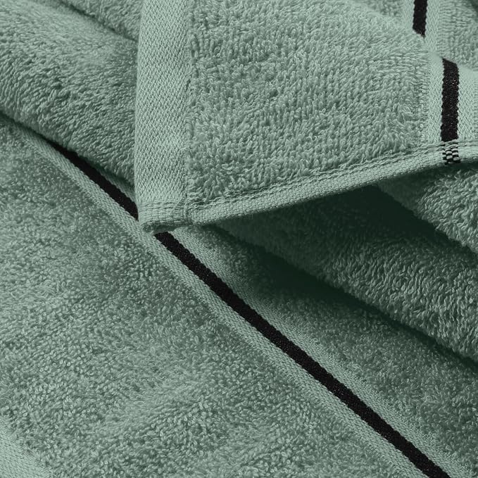 MyOwn Ultra Soft 6 Pack Cotton Towel Set, Contains 2 Bath Towels 28x55 inch, 2 Hand Towels 16x24 inch & 2 Wash Coths 12x12 inch, Ideal Everyday use, Compact & Lightweight - Jade