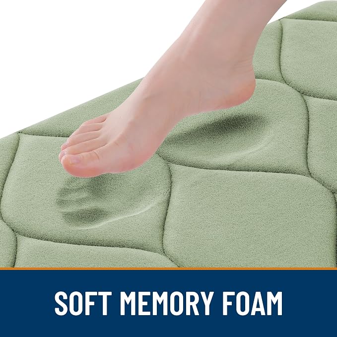 Smiry Memory Foam Bath Mat 47x24, Ultra Soft Absorbent Bathroom Rugs | Sage Green, Plush Quick Dry and Machine Washable Cushion Bath Mats for Bathroom, Shower, Tub & Home Decor