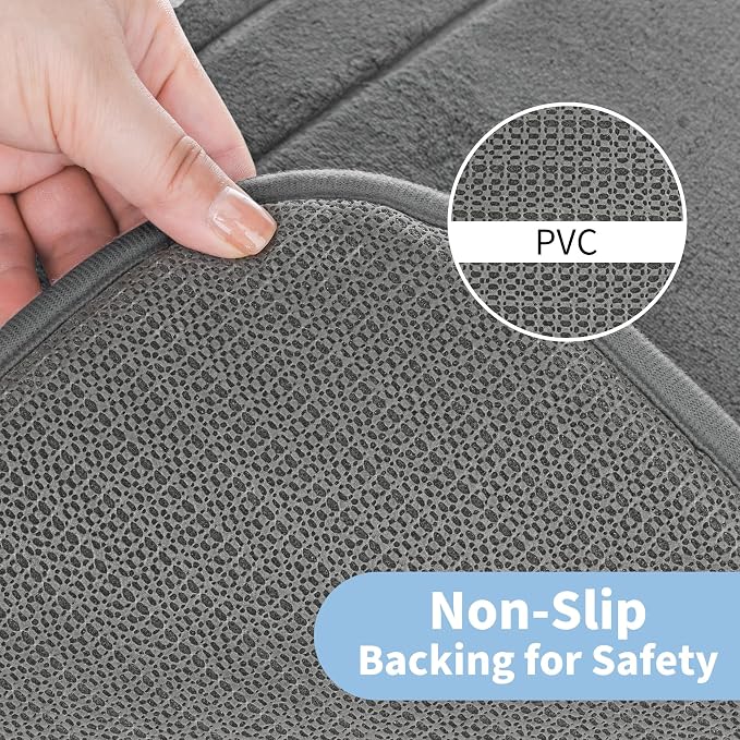 Cupic Cupid Memory Foam Bath Mat 24"×20", U-Shaped Bathroom Rugs, Deep Gray | Soft Touch, Cushioned Comfort, Non Slip Bathroom Mat, Super Absorbent & Quick Dry, Machine Washable for Shower, Tub & Vanity