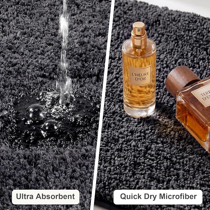 Bathroom Rugs Sets 2 Piece Non Slip Washable Bath Mat Set | Soft Absorbent bathroom mat set Microfiber bathroom floor mat Rubber Backed bath rug set for Floor, Tub and Shower