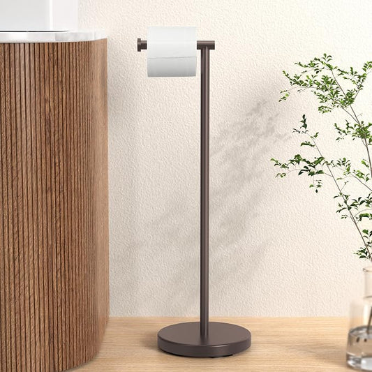 KES Bronze Toilet Paper Holder Stand, 26" H Free Standing, Heavy Base | 304 Stainless Steel, Cement-Filled Base, Anti-Slip Pad, Fits All Roll Sizes, 1-Min Assembly, No Drill