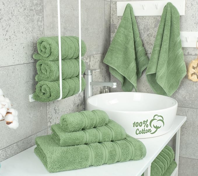 American Soft Linen 100% Cotton Luxury Turkish Towels, 6 Piece Towel Set | Soft Absorbent Quick Dry OEKO Tex Standard 100 Certificated Durable Machine Washable Premium Hotel Quality