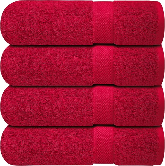 Infinitee Xclusives 100% Ring-Spun Cotton Bath Towels for Bathroom - Pack 4 | Luxury Super Soft, Absorbent & Quick-Drying |27x54 inches| Large Bathroom Towels Set |600 GSM| Gym, Shower, Spa & Hotel Use