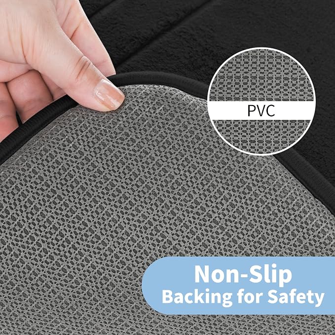 Cupic Cupid Memory Foam Bath Mat 24"×36", Non Slip Bathroom Rugs, Black | Soft Touch, Cushioned Comfort, Non Slip Bathroom Mat, Super Absorbent & Quick Dry, Machine Washable for Shower, Tub & Vanity