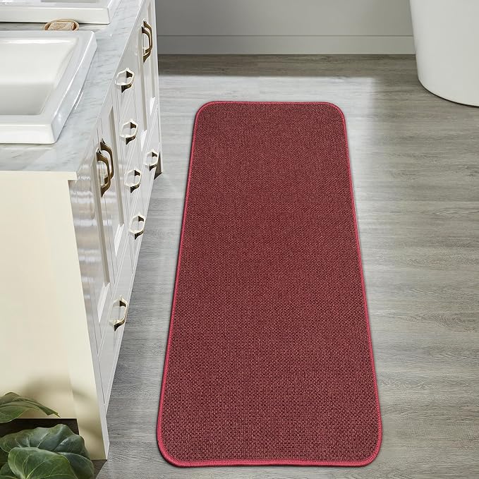 Bosap Bath Mat,Ultra Thin Bathroom Runner Rugs,Large Bath Mats for Bathroom | Quick Dry,Non-Slip,Machine Washable,Low Pile,Bath Rug,Shower Outside,Sink,Home Decor Accessories.Red,1'5"x2'11"(17x35inch)