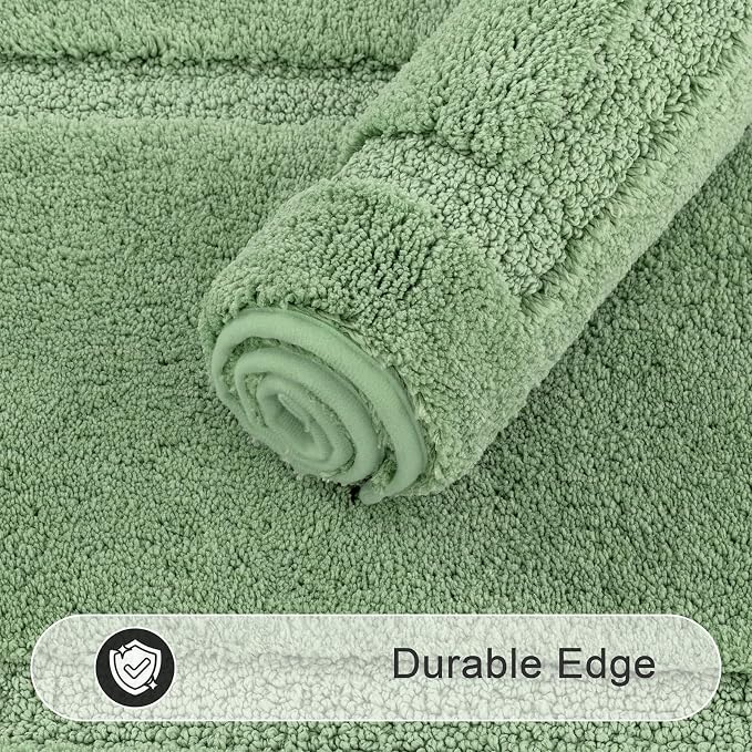 SHACOS Soft Microfiber Sage Green Bathroom Rugs Sets 2 Pieces 32x20 inch | Absorbent Plush Bath Rugs, Non Slip Washable Shaggy Bath Mats, Fluffy Bathroom Runner Floor Mats Shower Rug