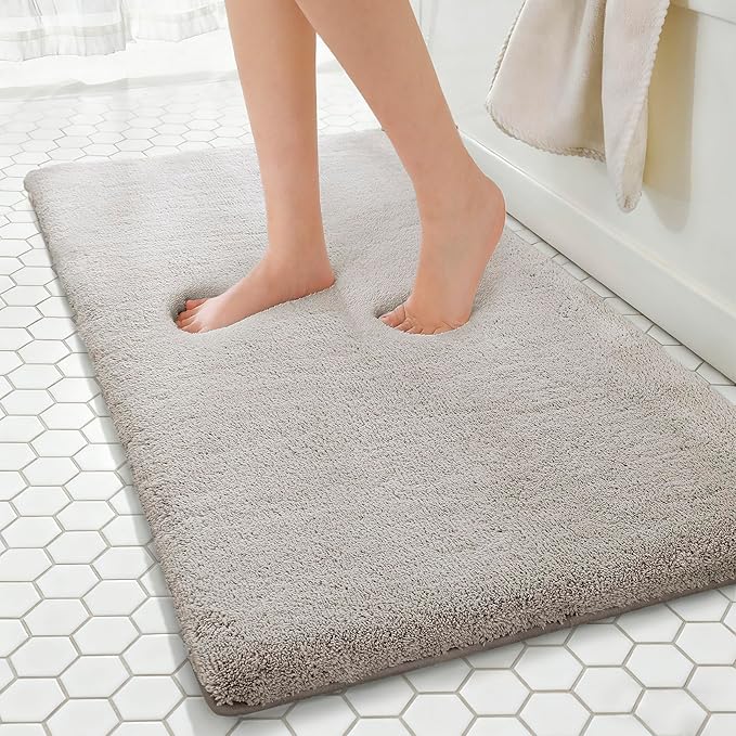 MINIDEAR Bathroom Rugs 44x24 Tan - Thick Memory Foam Bath Mat, Ultra Soft & Plush Fluffy, Non-Slip, Quick Dry, Absorbent Washable Floor Microfiber Mat for Tub, Home Decor Accessories