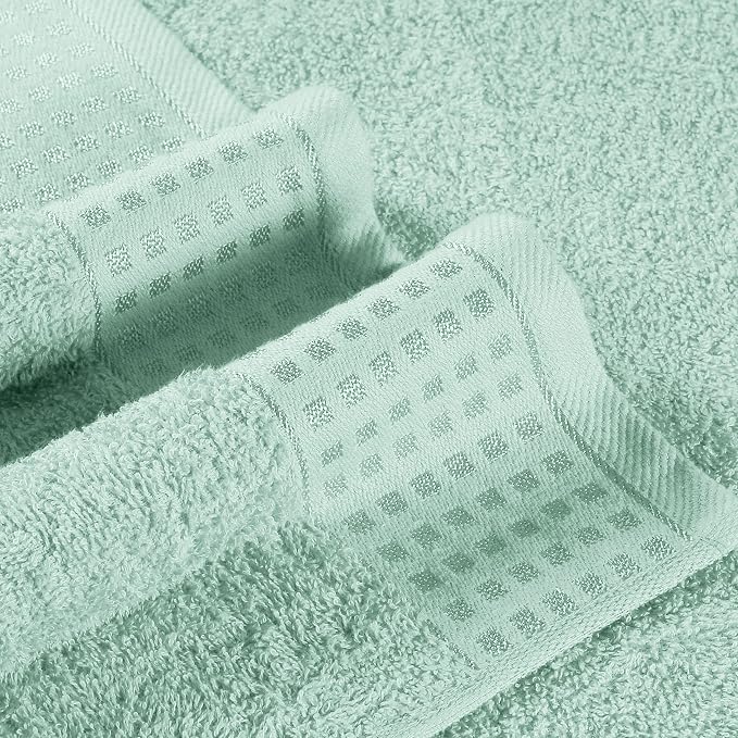 GLAMBURG 100% Cotton 2 Pack Oversized Bath Towel Set 28x55 Inches, Ultra Soft Highly Absorbant Compact Quickdry & Lightweight Large Bath Towels, Ideal for Gym Travel Camp Pool - Sea Green