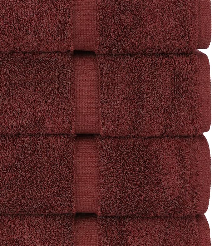 Chakir Turkish Linens 100% Cotton 6-Piece Towel Set, Cranberry | 100% cotton 6-pc set, OEKO-TEX certified: 2 bath 27x54, 2 hand 16x30, 2 washcloths 13x13