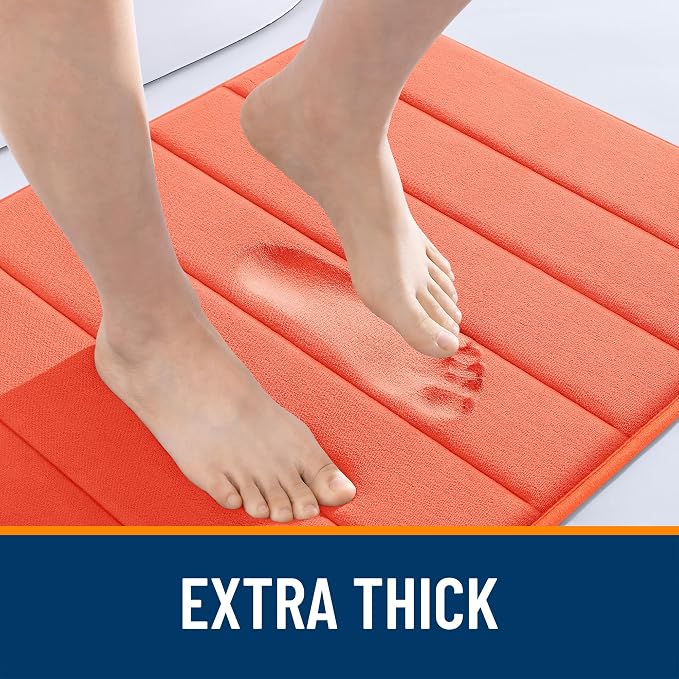OLANLY Memory Foam Bath Mat 36x24, Super Soft and Absorbent Bathroom Rugs | Coral, Quick Dry Bath Rug, Machine Washable Shower Floor Mats, Bathmat Carpet for Bathroom Floor, Tub and Shower