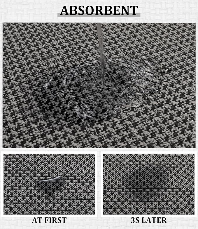 YIHOUSE Thin Bath Mat Dark Grey Bathroom Rugs Sets 2 Pieces, Non Slip Absorbent Mats Quick Dry, Woven Rugs Washable, Tapetes para Baño for Bathroom Toliet,Bathtub(17"x24"+17"x32")