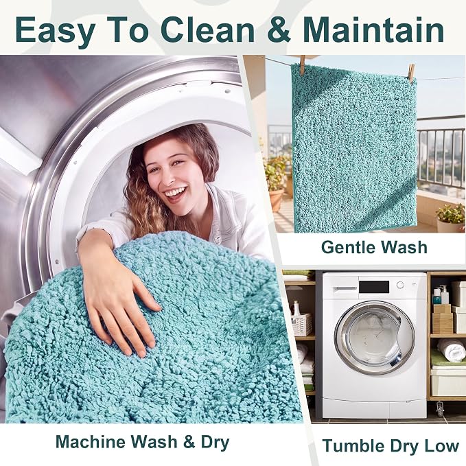 Bathroom Rugs Sets 2 Piece Non Slip Washable Bath Mat Set | Microfiber bath rug set with toilet mats for bathroom , Soft Absorbent toilet rug set TPR Rubber Backed bathroom floor mat