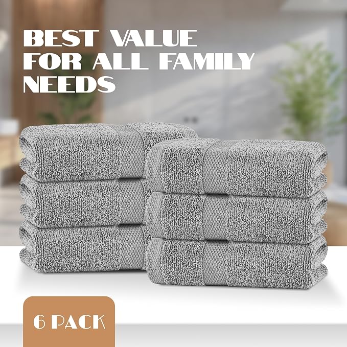White Classic Light Gray Hand Towels for Bathroom [12 Pack] Cotton Hand Towel Bulk for Gym, Kitchen and Spa, 16x27 Inches Soft Highly Absorbent Quick Dry Terry Salon Towels