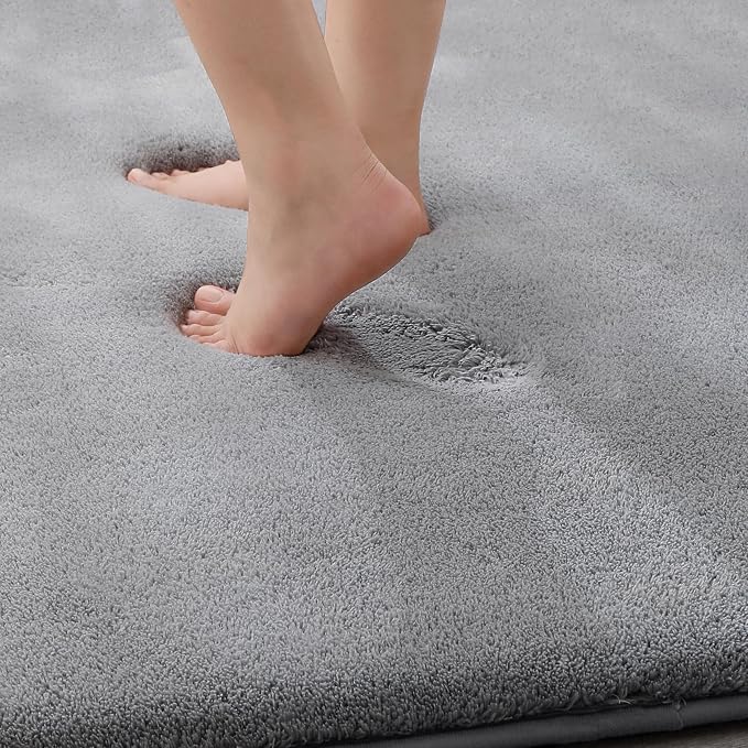 MINIDEAR Bathroom Rugs 47x20 Dark Gray - Thick Memory Foam Bath Mat, Ultra Soft & Plush Fluffy, Non-Slip, Quick Dry, Absorbent Washable Floor Microfiber Mat for Tub, Home Decor Accessories