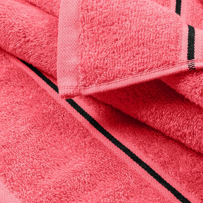 MyOwn Cotton 2 Pack Oversized Bath Towel Set 28x55 inches, Large Bath Towels, Ultra Absorbant Compact Quickdry & Lightweight Towel, Ideal for Gym Travel Camp Pool - Coral Orange