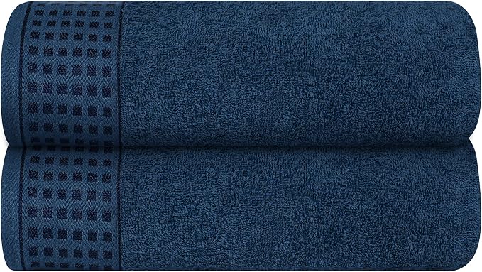 GLAMBURG 100% Cotton 2 Pack Oversized Bath Towel Set 28x55 Inches, Ultra Soft Highly Absorbant Compact Quickdry & Lightweight Large Bath Towels, Ideal for Gym Travel Camp Pool - Mineral Blue