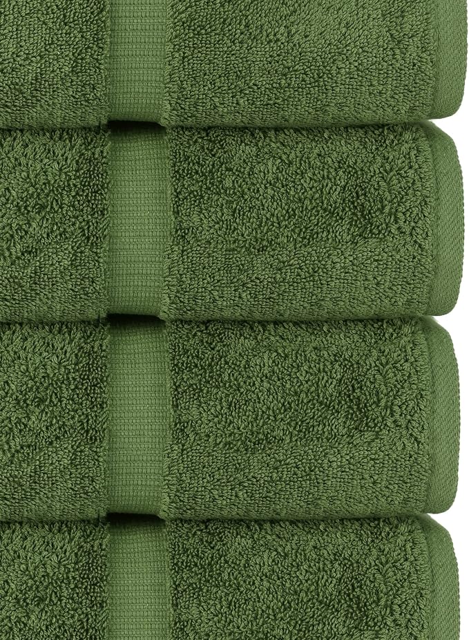 Chakir Turkish Linens 100% Cotton 4-Pack Bath Towels 27x54, Moss | 100% cotton bath towels, set of 4 at 27x54, OEKO-TEX certified, soft plush and absorbent
