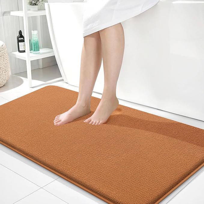 OLANLY Memory Foam Bathroom Runner Rug 44x24, Absorbent Long Bath Mat, Clay | Soft Quick Dry Bath Rugs, Non-Slip Carpet, Machine Washable Mat for Bathroom Floor, Tub and Shower, Home Decor Accessories