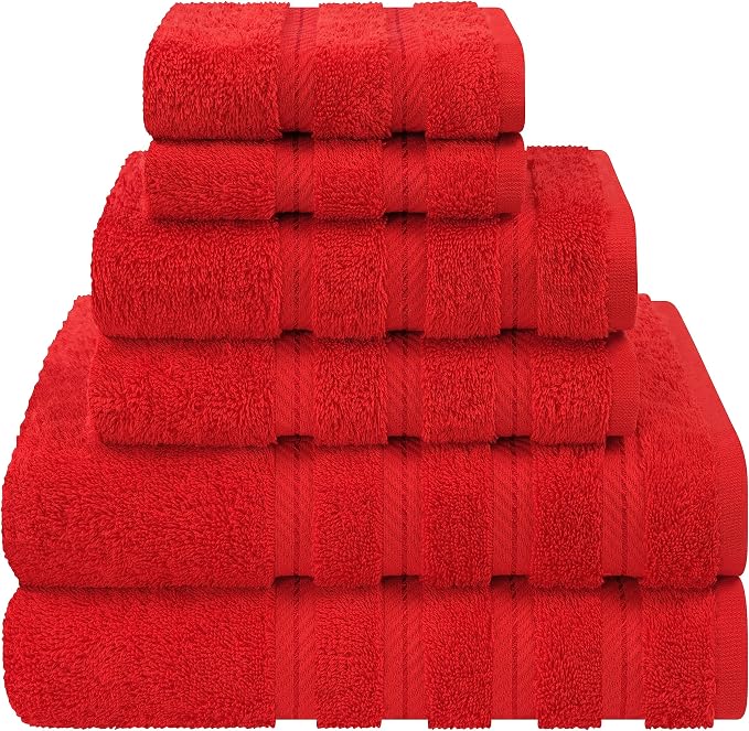 American Soft Linen 100% Cotton Luxury Turkish Towels, 6 Piece Towel Set | Soft Absorbent Quick Dry OEKO Tex Standard 100 Certificated Durable Machine Washable Premium Hotel Quality