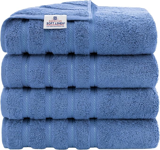 American Soft Linen 100% Cotton Luxury Turkish Towels, 4 PC Bath Towel Set | Soft Absorbent Quick Dry OEKO Tex Standard 100 Certificated Durable Machine Washable Premium Hotel Quality