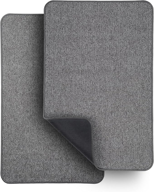 Bath Mat,Ultra Thin Bathroom Rugs,Rubber Bath Mats for Bathroom,Bath rugs | Non Slip,Quick Dry,Machine Washable,Low Pile,Absorbent,Shower Outside,Sink,Bathroom Decor Accessories.Dark Grey,17x27(2 Pack)