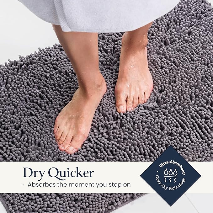 BELADOR Bathroom Rugs Sets 2 Piece- Plush Bath Mat Set Quick-Dry Soft Chenille Mat with Rubber Backing, Absorbent Rug Set, Washable Bath Rugs - Bath Mats 24x17 + 30x20