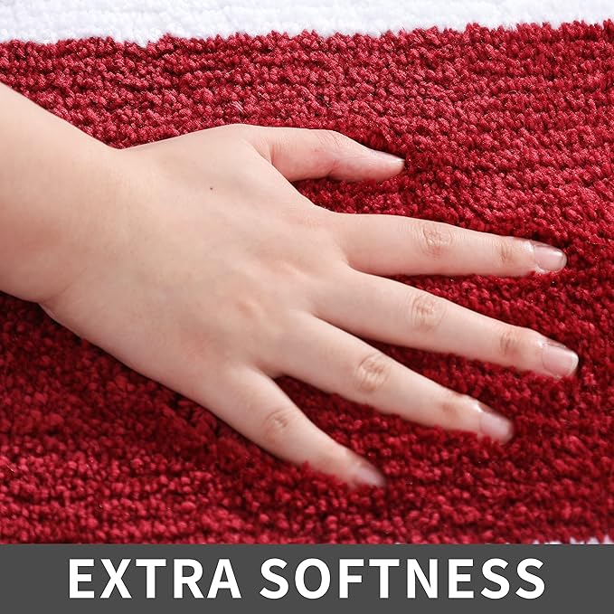 COSY HOMEER Extra Thick Bath Linen Sets Rugs - Anti-Slip Bath Mats Soft Plush 100% Strong Polyester Living Room Bathroom Water Absorbent(Red,20x32 - Inches)